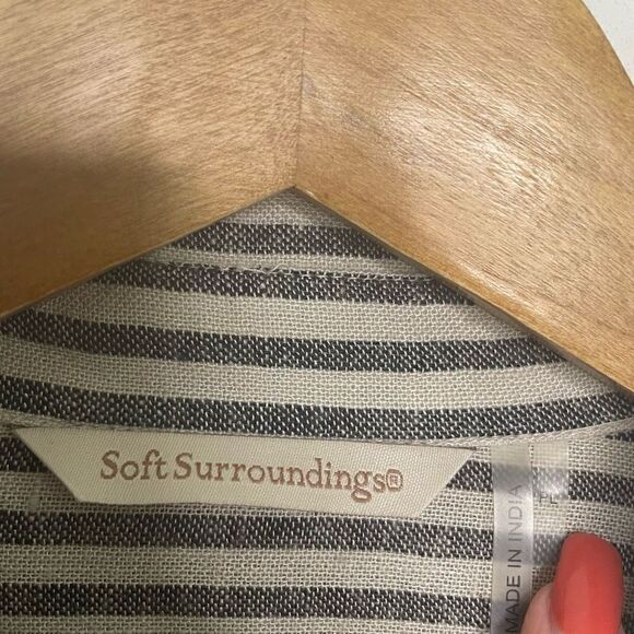 Soft Surroundings Women’s Striped Linen Blend Long Sleeve Top Size L Petite - Picture 5 of 8